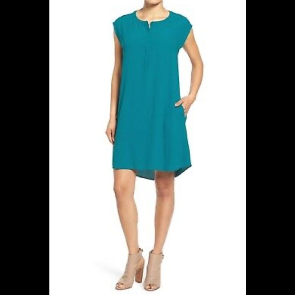 NWT Eileen Fisher Jewel Round Neck KL Silk Dress